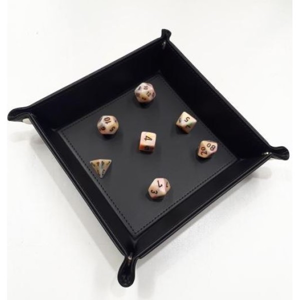 Folding Dice Tray - 14cm x 14cm - Black with Black Lining