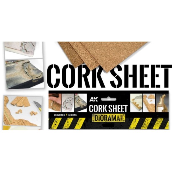 AK Interactive - Cork Sheet – FINE grained - 200 x 290 x 6mm