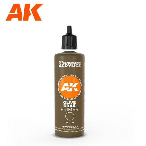 AK Interactive - 3rd Generation - SURFACE PRIMER - OLIVE DRAB (100ml)