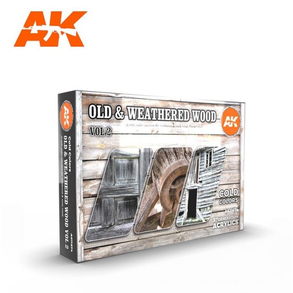 AK Interactive - 3rd Generation Acrylics Set - Old and Weathered Wood - Volume 2