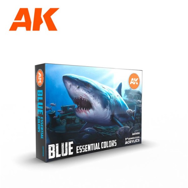 AK Interactive - 3rd Generation Acrylics Set - BLUE ESSENTIAL COLORS