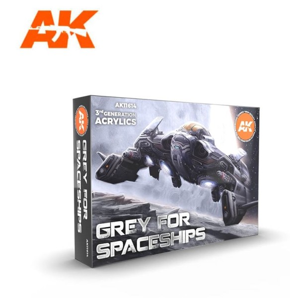 AK Interactive - 3rd Generation Acrylics Set - GREY FOR SPACESHIPS