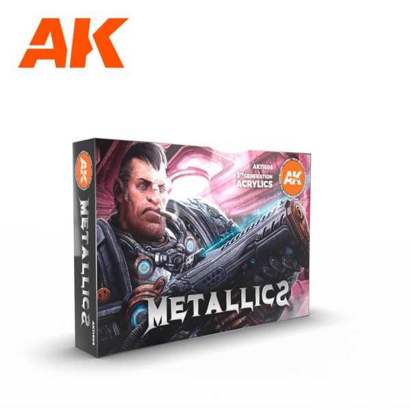 AK Interactive - 3rd Generation Acrylics Set - METALLICS COLORS SET