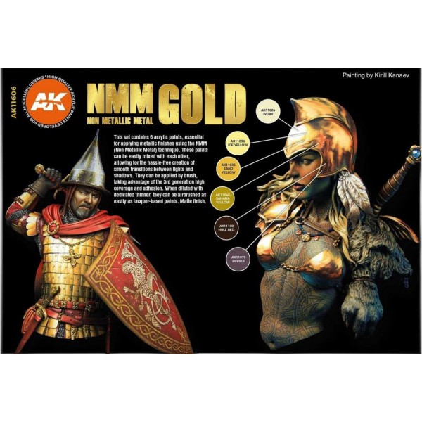 AK Interactive - 3rd Generation Acrylics Set - NMM Gold