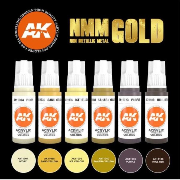 AK Interactive - 3rd Generation Acrylics Set - NMM Gold
