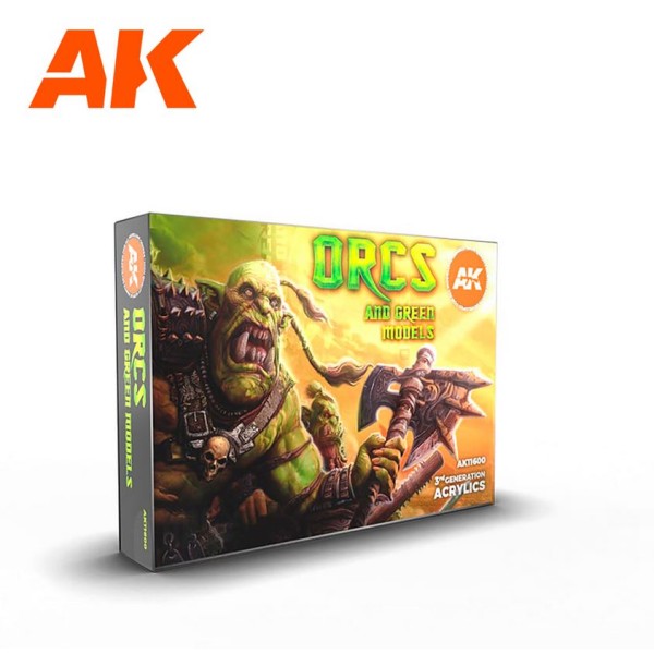 AK Interactive - 3rd Generation Acrylics Set - ORCS AND GREEN MODELS