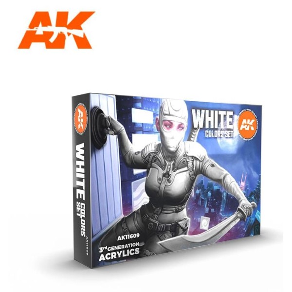 AK Interactive - 3rd Generation Acrylics Set - WHITE COLORS