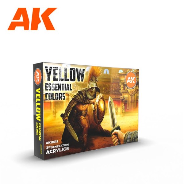 AK Interactive - 3rd Generation Acrylics Set - YELLOW ESSENTIAL COLORS