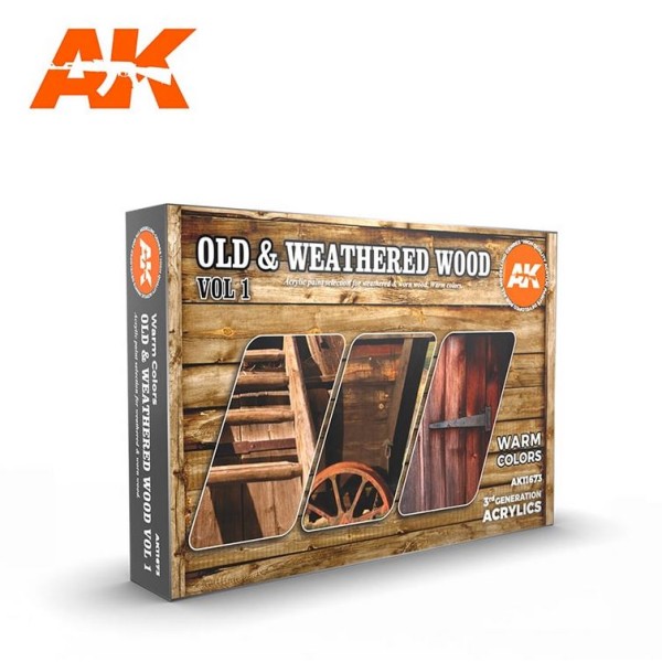 AK Interactive - 3rd Generation Acrylics Set - Old and Weathered Wood - Volume 1