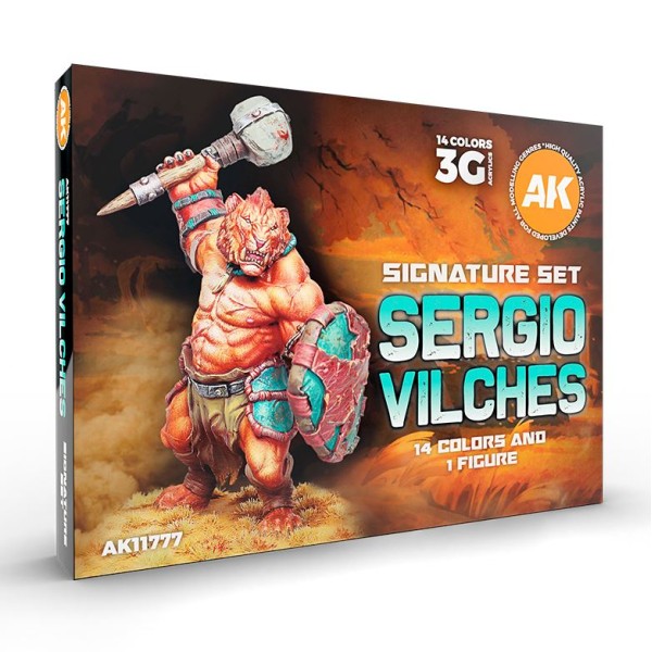 AK Interactive - 3rd Generation Acrylics Set -SERGIO VILCHES - SIGNATURE SET - 14 Colours and Figure