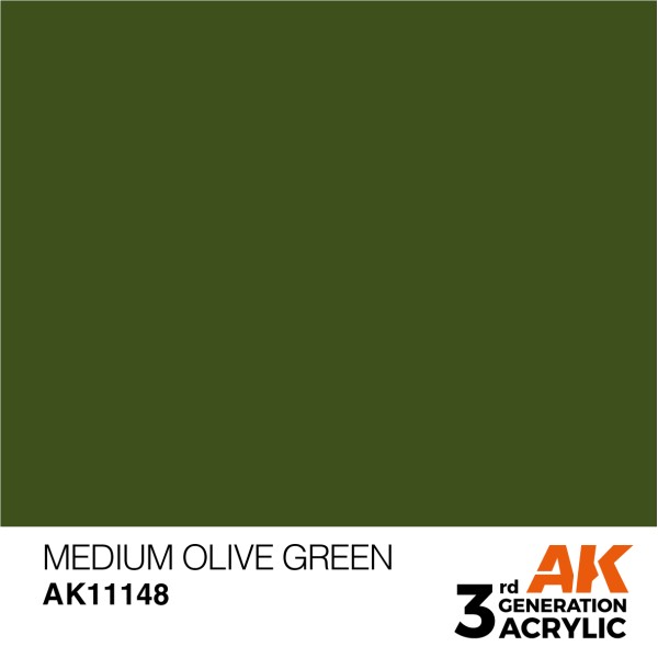 AK Interactive - 3rd Generation Acrylics 17ml - MEDIUM OLIVE GREEN – STANDARD