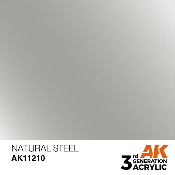 AK Interactive - 3rd Generation Acrylics 17ml - NATURAL STEEL – METALLIC