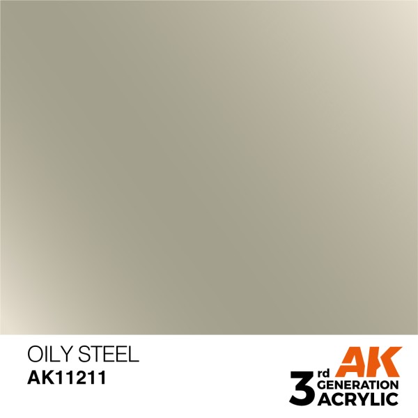 AK Interactive - 3rd Generation Acrylics 17ml - OILY STEEL – METALLIC