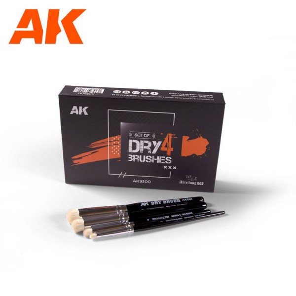 AK Interactive - HOBBY DRY BRUSHES - SET OF 4 