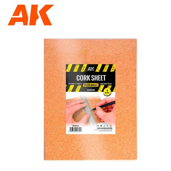AK Interactive - Cork Sheet – FINE grained - 200 x 300 x 1mm