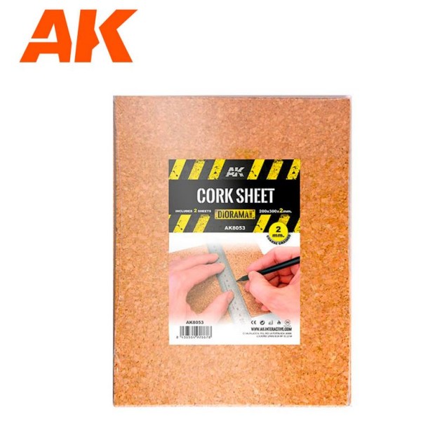 AK Interactive - Cork Sheet – COARSE grained - 200 x 300 x 2mm