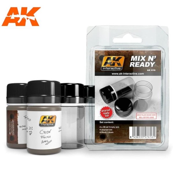 AK Interactive - MIX N’ READY 35ml - Empty bottles For Oil / Enamel Mixes