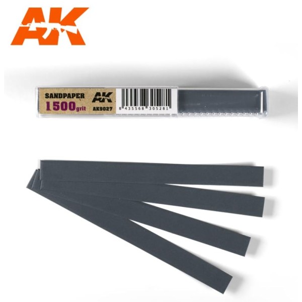 AK Interactive - SANDPAPER STRIPS - 1500 GRIT (WET)