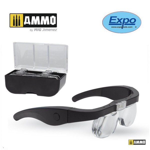 Mig Ammo - Expo Tools - USB Led Glasses with 4 Lenses (LC1790) 