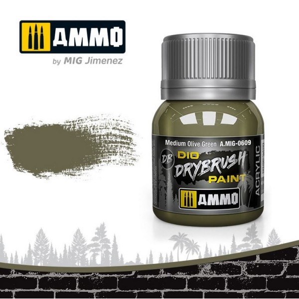 MIG AMMO - DIO Drybrush Paints - Medium Olive Green