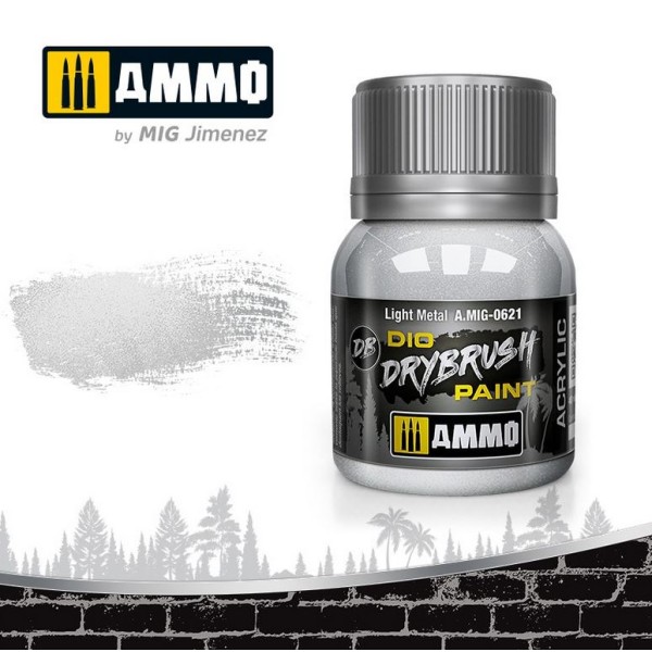 MIG AMMO - DIO Drybrush Paints - Light Metal