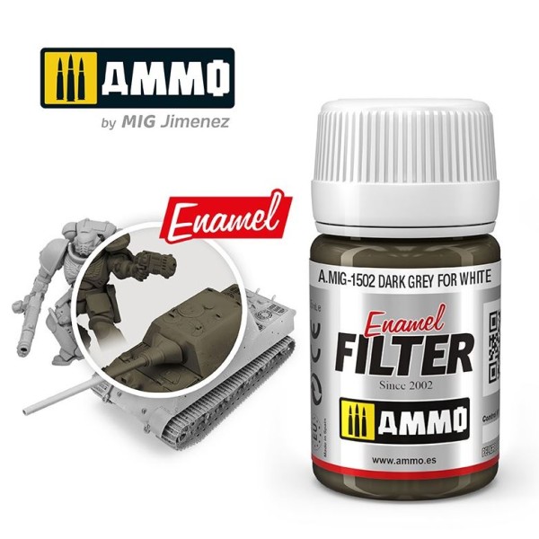 Mig - AMMO - Enamel Filters - DARK GREY FOR WHITE