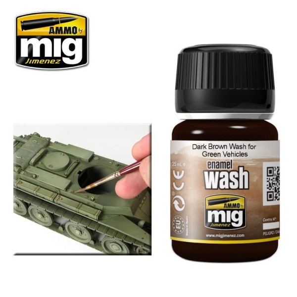 Mig - AMMO - Enamel Wash - DARK BROWN WASH FOR GREEN VEHICLES