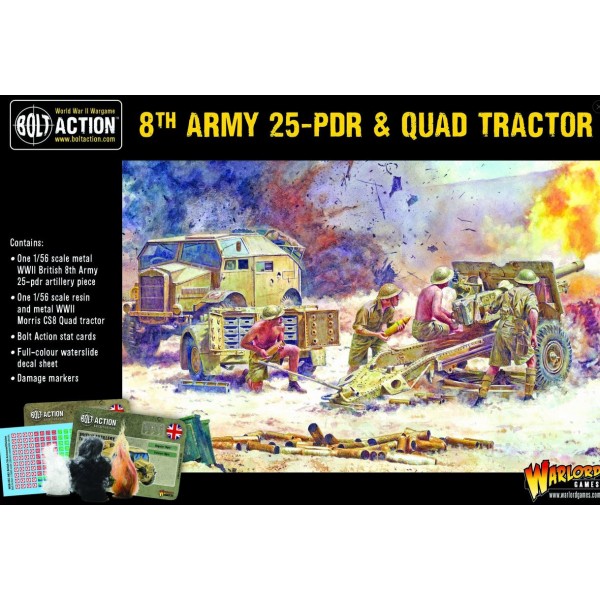 Bolt Action - British - 8th Army 25 pounder Light Artillery - Quad and Limber