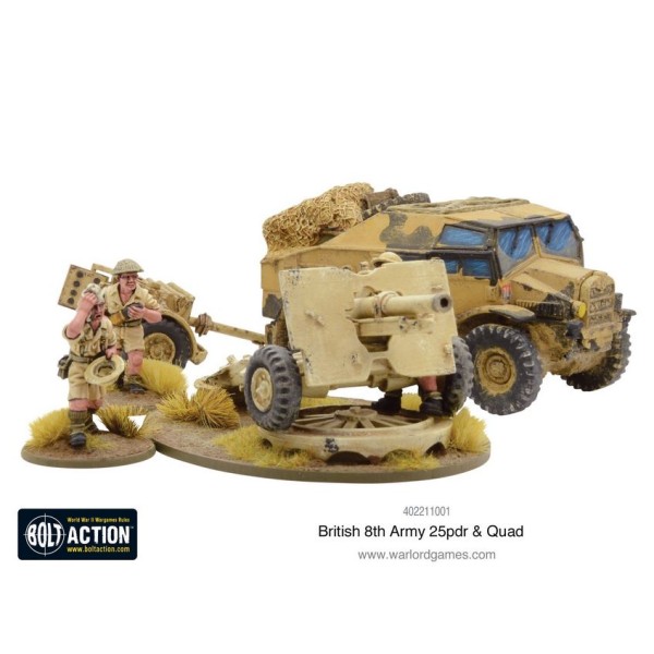 Bolt Action - British - 8th Army 25 pounder Light Artillery - Quad and Limber