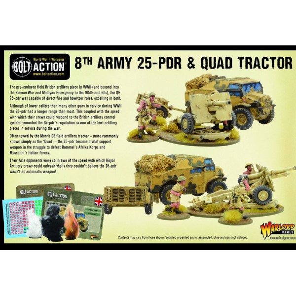 Bolt Action - British - 8th Army 25 pounder Light Artillery - Quad and Limber