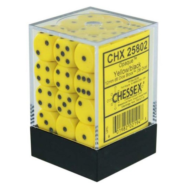 Chessex - D6 12mm Opaque Yellow / Black