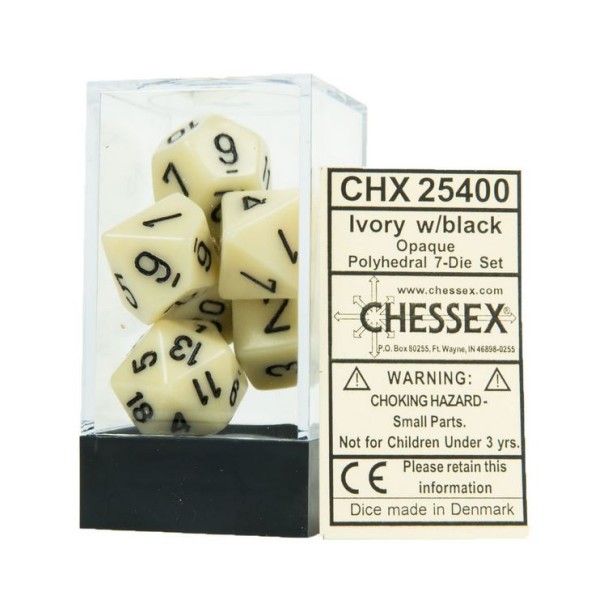Chessex RPG DICE - Ivory / Black 7 Dice set
