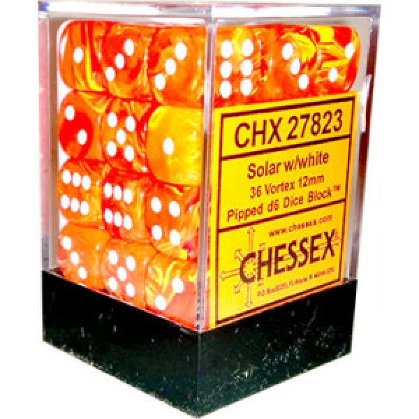 Chessex - Vortex Solar Yellow/White 12mm Brick (36)