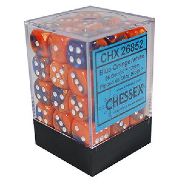 Chessex - Gemini Blue Orange with White (36)