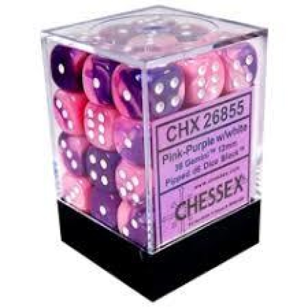 Chessex - Gemini Pink/Purple with White (36)