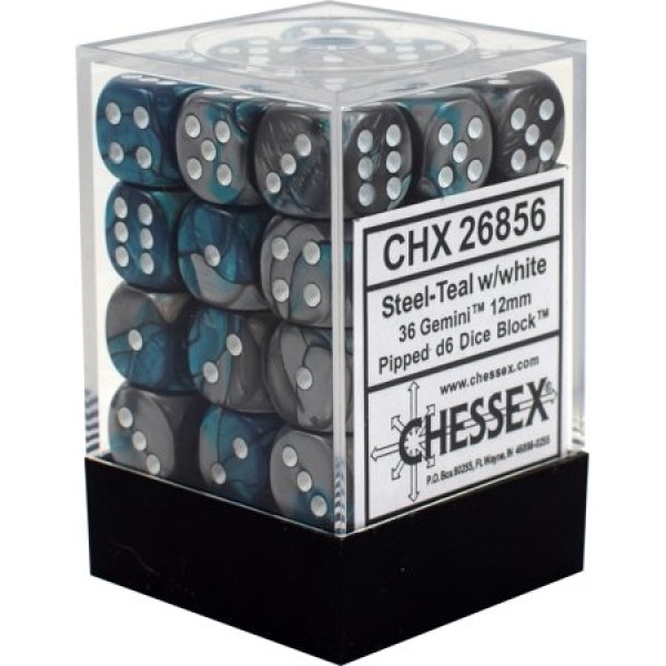 Chessex - Gemini Steel-Teal with White (36)