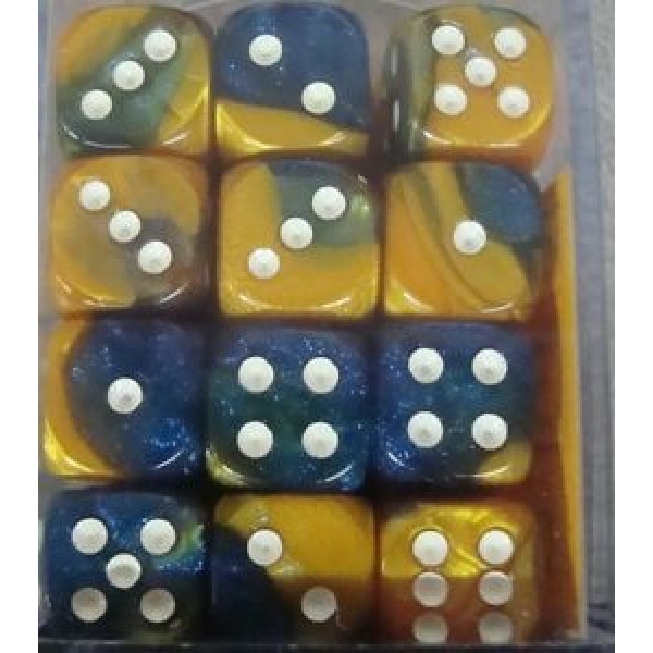 Chessex - Gemini Masquerade Yellow with White 12mm (36)