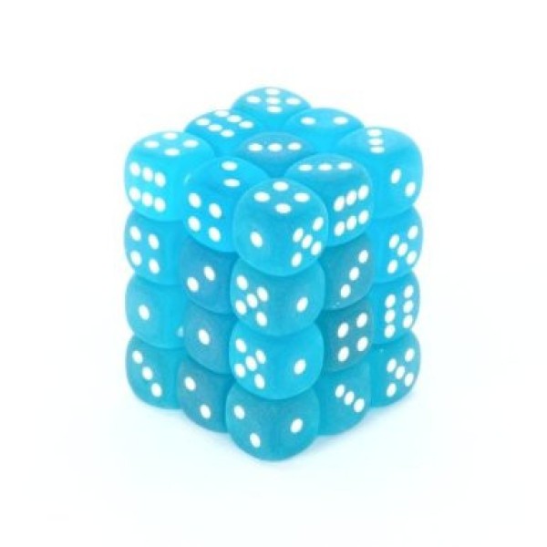 Chessex - Frosted 12mm d6 Caribbean Blue/white (36)