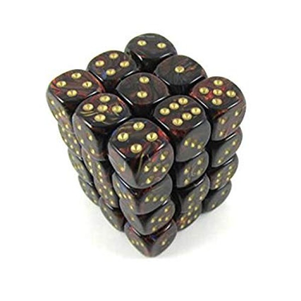 Chessex - Scarab 12mm d6 Blue Blood/Gold (36)