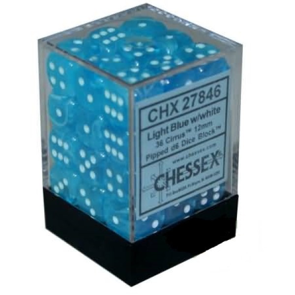 Chessex - Cirrus 12mm d6 Light Blue/White (36)