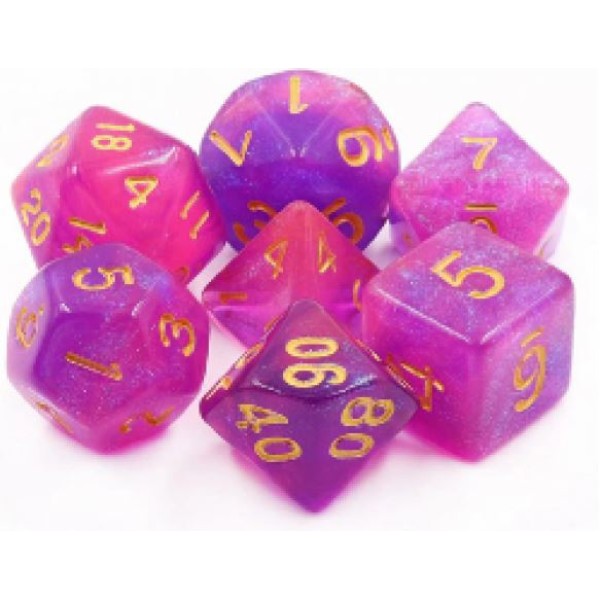 Dargon's RPG DICE - Yunan’s Gift (Purple Aurora) - 7 Dice Set