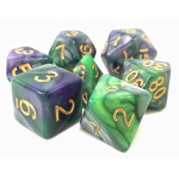 Dargon's RPG DICE - Void Contract (Green/Purple Fusion) - 7 Dice Set