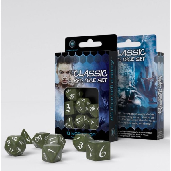 Q-Workshop - Classic RPG Olive and white Dice Set (7)