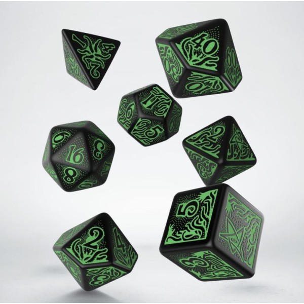 Q-Workshop - Call of Cthulhu 7th Edition - Black & green Dice Set (7)