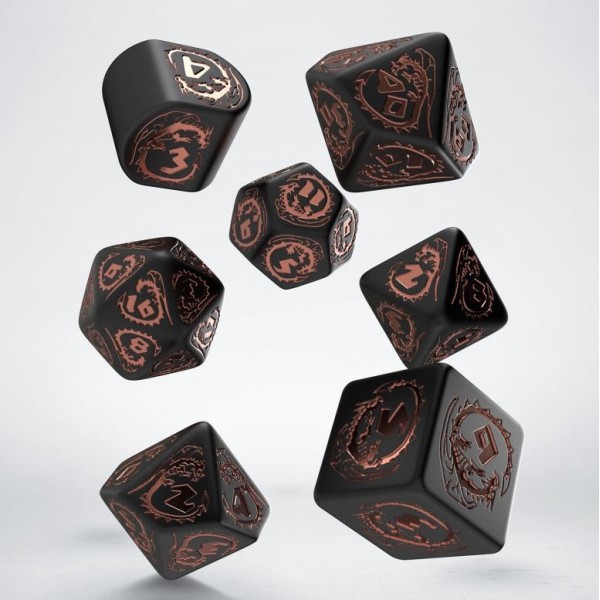 Q-Workshop - Dragons RPG Dice Set: Obsidian Black and Copper (Modern D4)