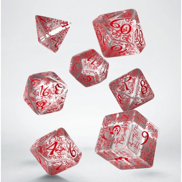 Q-Workshop - Elvish Translucent and red Dice Set (7)