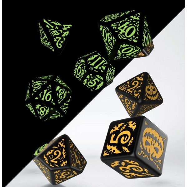 Q-Workshop - Halloween Pumpkin - Jack O’Lantern - Glow in the dark Dice Set