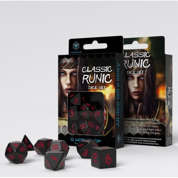 Q-Workshop - Runic - Black and Red Dice Set