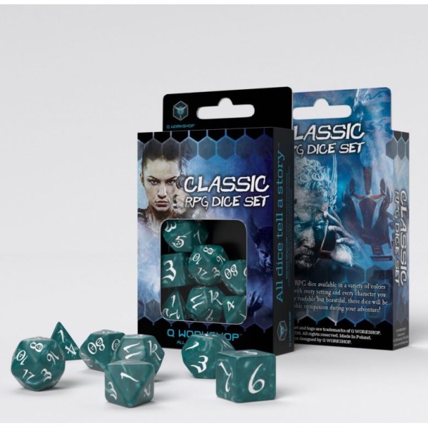 Q-Workshop - Classic RPG Stormy and white Dice Set (7)