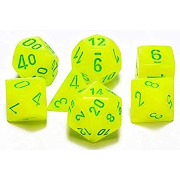 Chessex RPG DICE - Vortex Electric Yellow/Green Polyhedral 7-Die Set